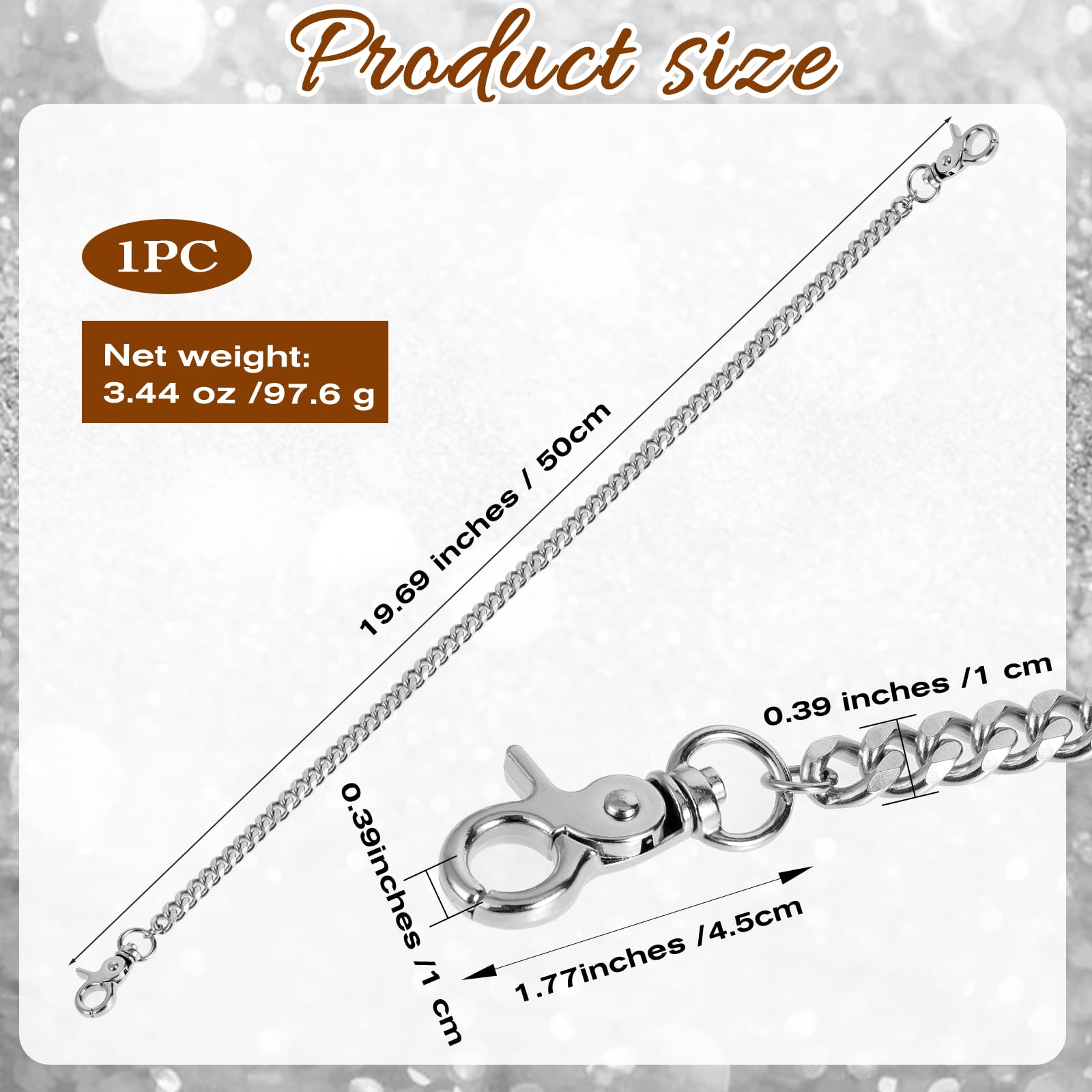 WY LIGHTING LEVEL Heavy Duty Waist Chain Punk Metal Wallet Chains Silver Color Hip Hop Keychain Round Clasp Goth Keyring for Men Women Pants Jeans Motorcycle Trucker Biker