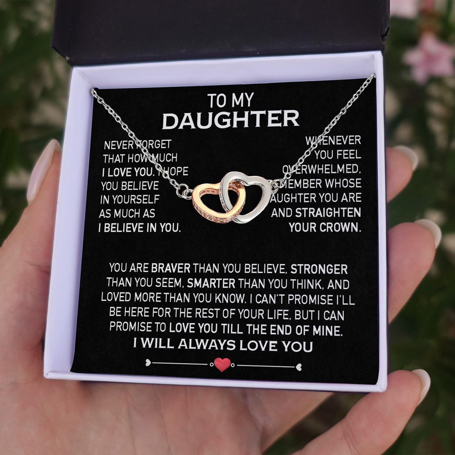 Larvincy To My Daughter Necklace – Meaningful Valentine’s Day Gift from Parents with Heartfelt Message Card & Elegant Box - Image 2
