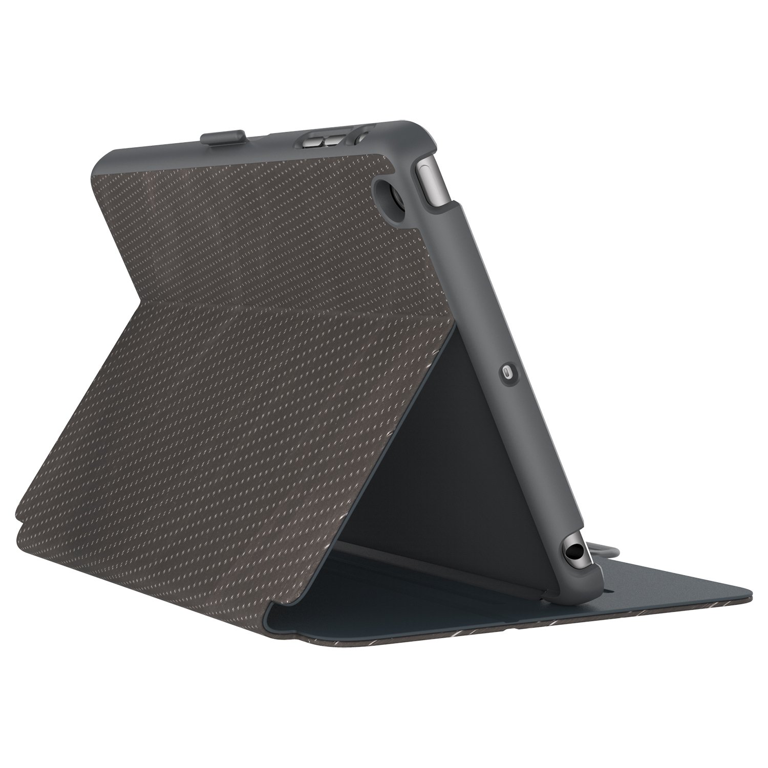 Coque iPad Mini 4 Speck résoud les reflets de l'écran grâce à son support ajustable gris et bronze