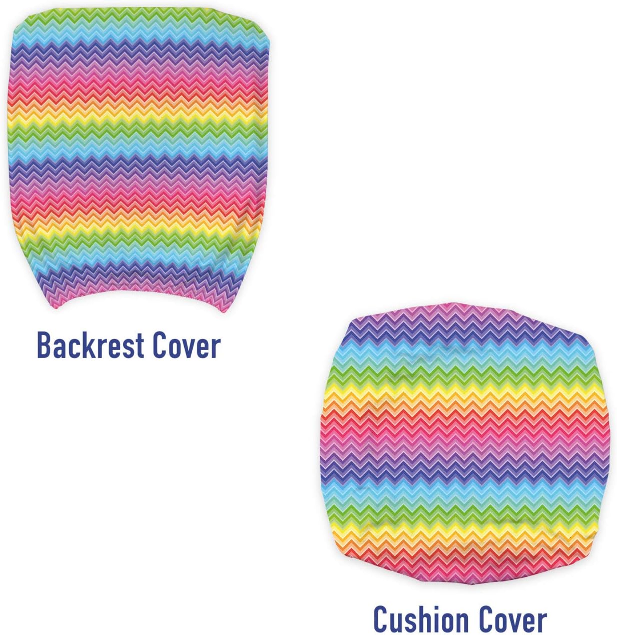 Lunarable Rainbow Office Chair Slipcover, Rainbow Colored Chevron Line Art Wave-Like Pattern Symmetrical Geometric Shapes, Protective Stretch Decorative Fabric Cover, Red Blue Purple