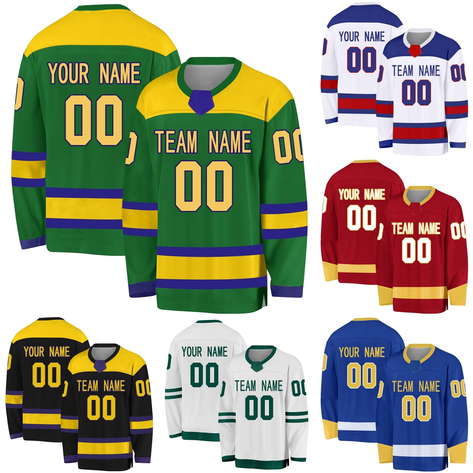 Camiseta de hockey sobre hielo personalizada manga larga uniforme nombre número hombres mujeres niños jóvenes