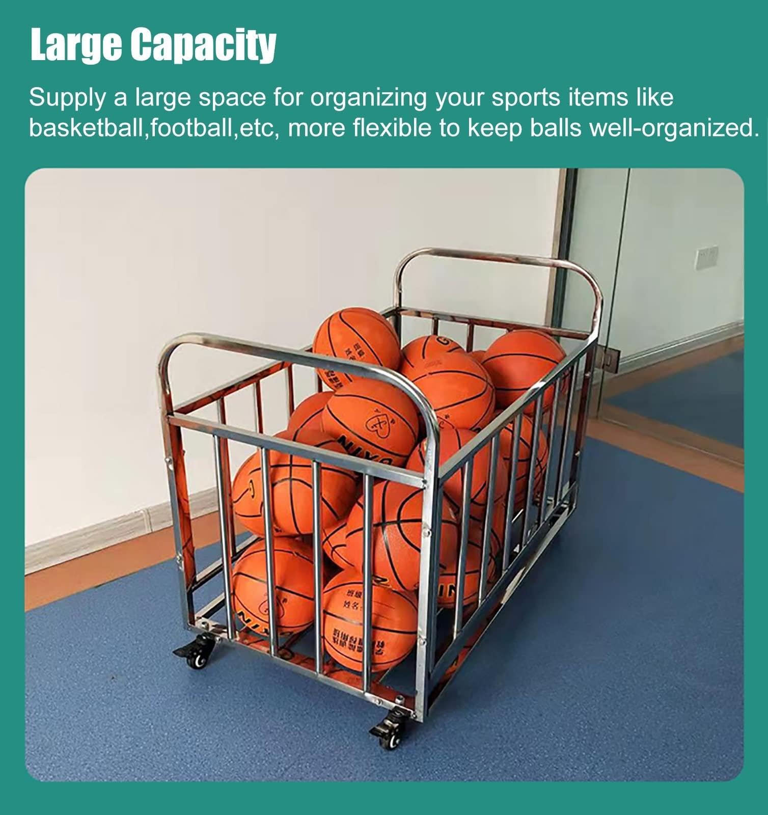 Basketballkäfig-Organizer für Sportgeräte, robuster, extra großer Ballhalter für drinnen und draußen, Fitnessstudio und Schule