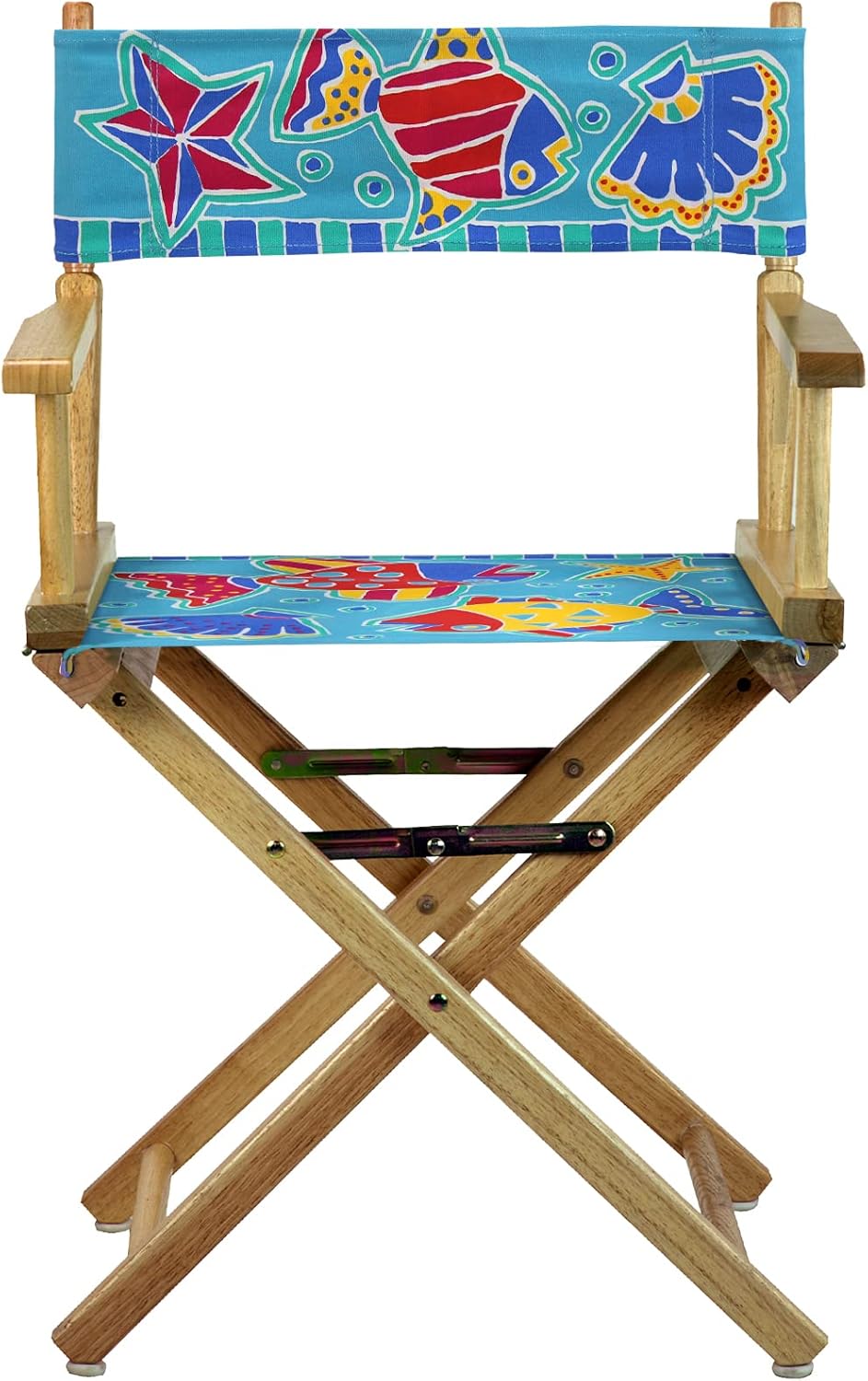 Casual Home Natural Frame/Sun Fish Canvas 18" Classic Height Directors-Chairs, 21.75" W x 17" D x 33.75" H
