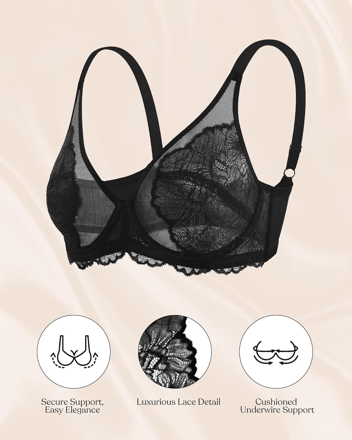 HSIA Minimizer Bras for Women, Full Coverage Lace Unlined Bras with Underwire for Heavy Breasts - Image 6