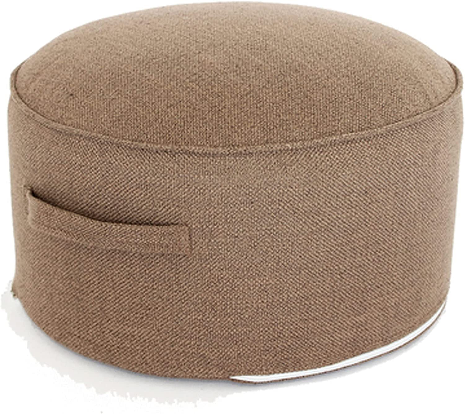 Pouf rond ottoman lavable pour soulager les jambes, petit repose-pieds compact en lin