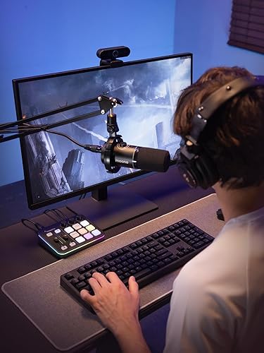 Miniatura 8 de MAONO Paquete de equipo para juegos y streaming: interfaz de audio, mezclador y micrófono dinámico XLR RGB con reducción de ruido para transmisión