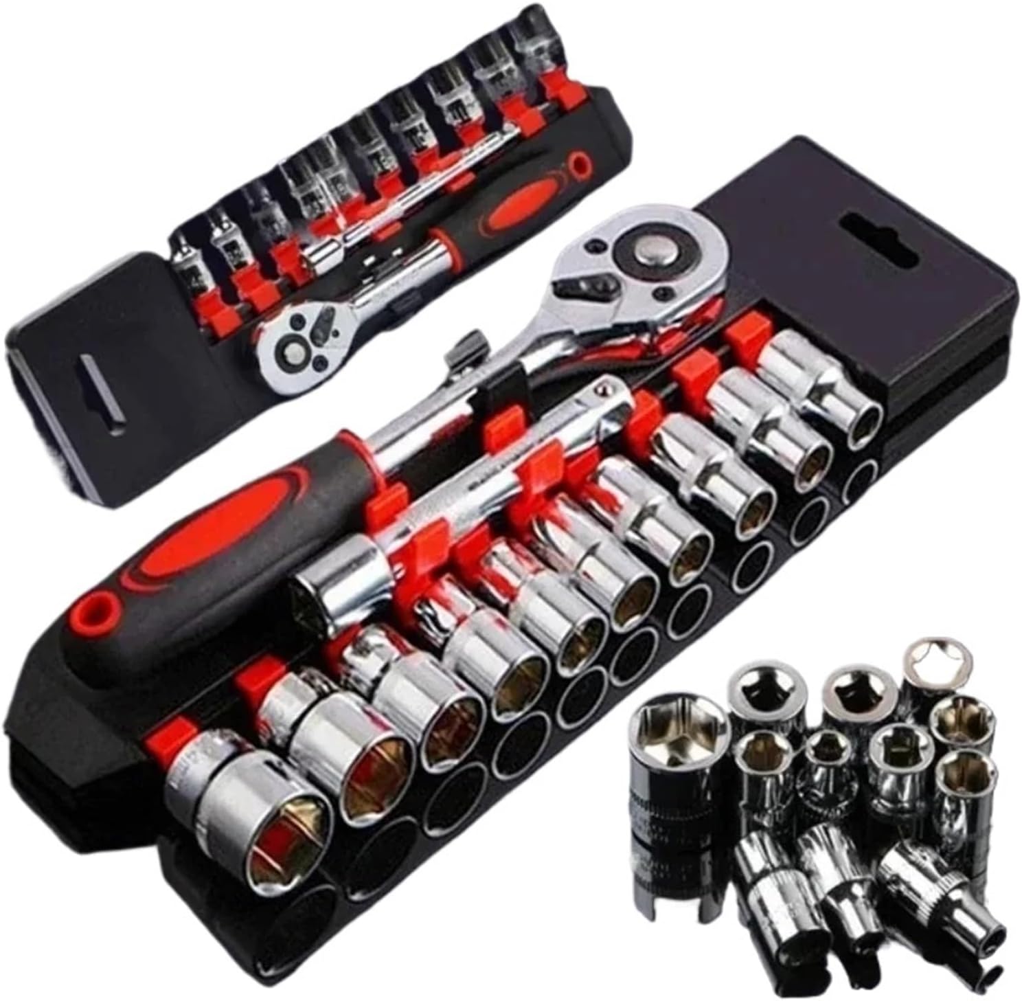 1/4インチ ラチェットソケットセット ドライブソケットセット 延長ロッド 多機能ラチェットスパナ 車 オートバイ 修理 ハンドツー