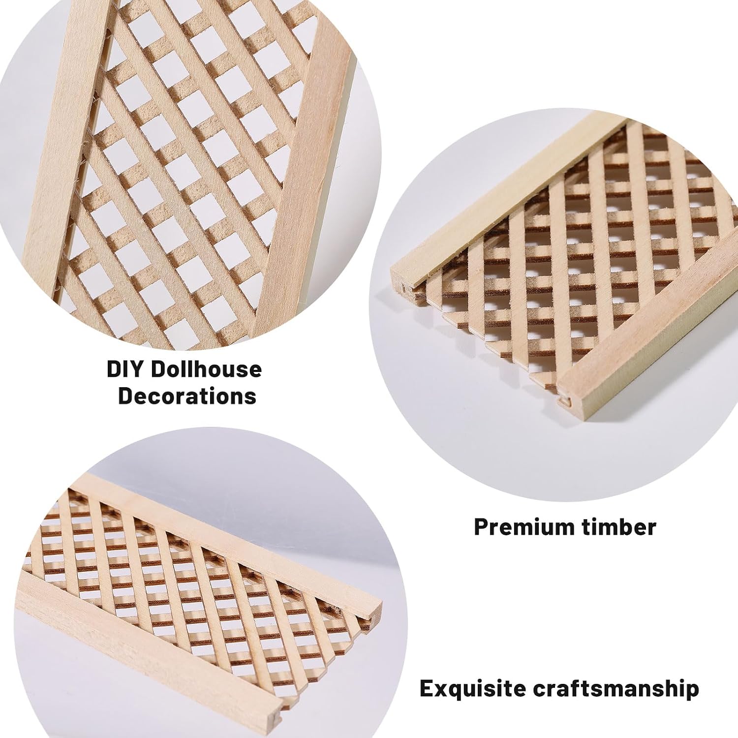 2 Pcs Dollhouse Railing 7 -Grids Wooden Dollhouse Fence Dollhouses Furniture Decoration for Miniature Props, 12×2×0.27 inch