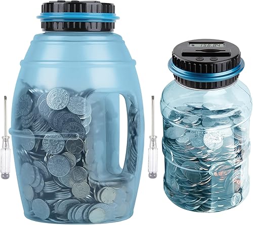 Vcertcpl - Alcancía grande para niños y adultos, banco digital de conteo de monedas con contador LCD, capacidad de 1.8 litros, tarro de dinero para