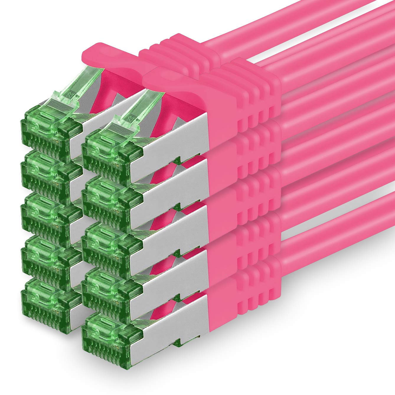 1aTTack.de 1.5 M Cat.7 Netzwerk-Kabel 10 Stück Cat7 Patch-Kabel Lan-Kabel Ethernet RJ45 10 Gbit/s (Alle Internetgeschwindigkeiten) Magenta 1,5 Meter