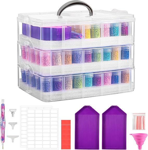 POLRAI 3 Tier Diamond Painting Storage Containers Plastic