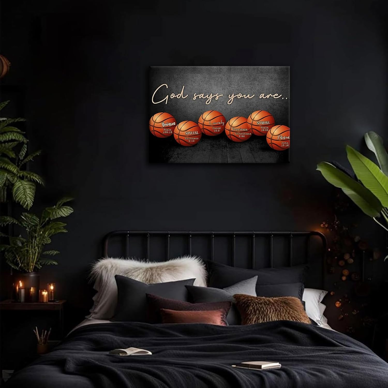 Inspirational Basketball Canvas Wall Art Basketball Teen Boys Kids Room wall Decor God Says You Are Canvas Print Painting Framed basketball posters for Dorm Gym Bedroom Office Home Decor 16x24inch