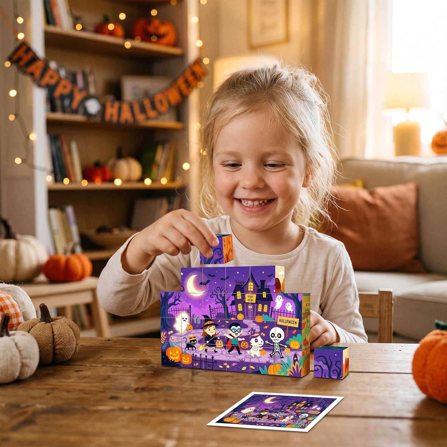 6-in-1 Magnetic Picture Puzzle, 24 Pcs Magnetic Blocks with 6 American Holidays, STEM Halloween Toys for Kids & Adults Ages 3+, Classroom Must Haves Sensory Puzzle Gift for Boys Girls image 2