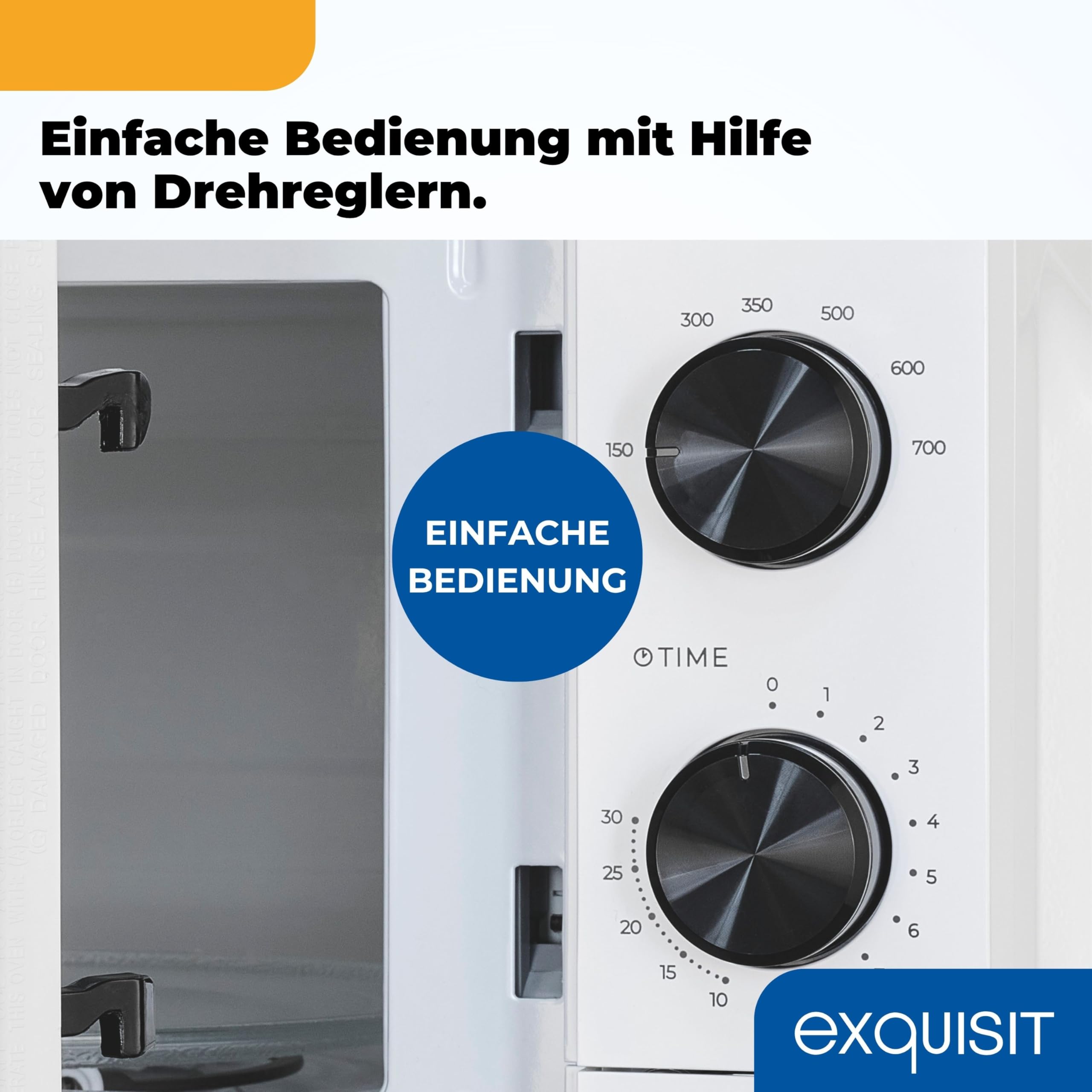 Exquisit Mikrowelle 20 l 700 W 6 Leistungsstufen Mechanische Drehregler Auftau-Programm Glas-Drehteller 245 mm