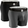 Real Men Athletic Underwear with Support Pouch - 1, 3 or 4 Pack 6, 7 and 9in Nylon Briefs - ABCD Pouch - XS-5XL, 2pk 7in Black/Gray, XL