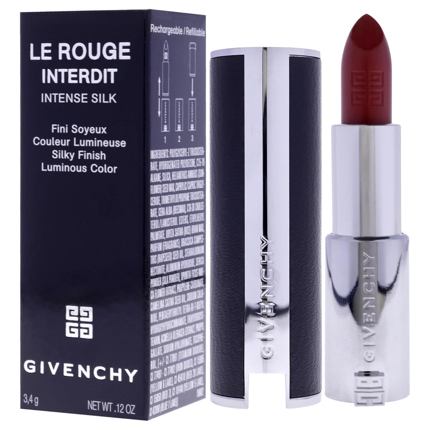 Givenchy Le Rouge Interdit Intense Silk Lipstick - N227 Rouge Infuse for Women - 0.11 oz Lipstick - Image 4