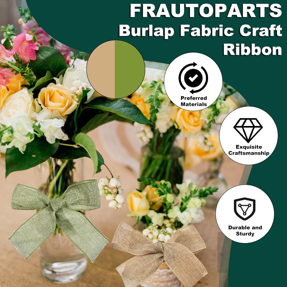 KITERI 2 Roll Burlap Fabric Craft Ribbon - Image 4