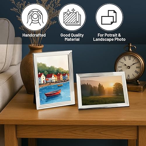 Miniatura 6 de Bey-Berk Marco de fotos moderno con diseño de escalones de 4 x 6 pulgadas, marco de fotos de diseño para sala de estar, entrada, cocina y