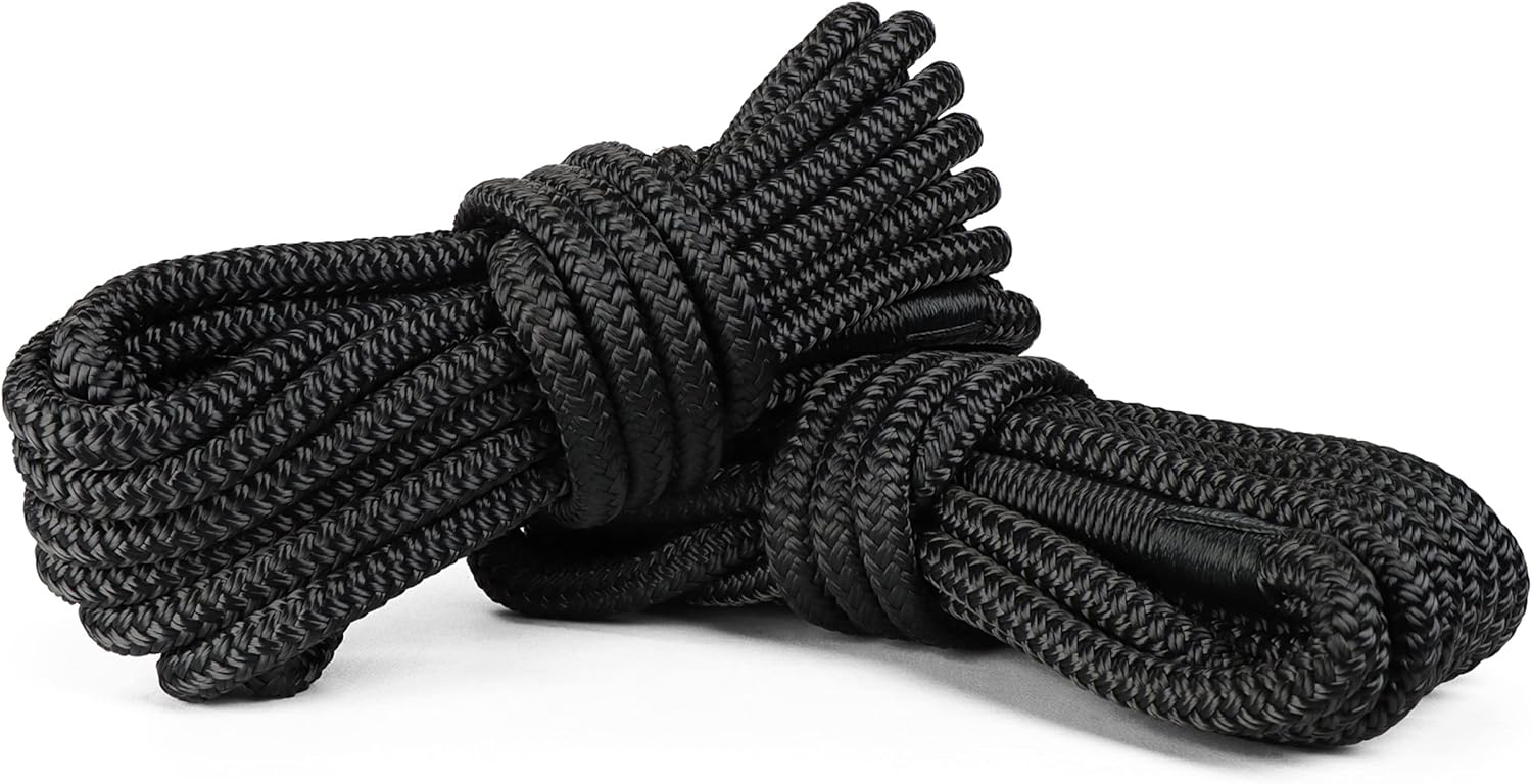 BISupply Nylon Dock Lines Boat Rope 25ft 2Pack 1/2in Marine Rope