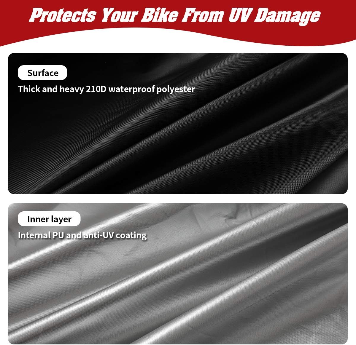 Aiskaer Bike Cover for Outdoor Bicycle Storage - Large 1, XL 1-2, XXL 2-3 Bikes - Heavy 210D Oxford Material, Waterproof & Anti-UV - Protection from All Weather Conditions for Mountain & Road Bikes : Sports & Outdoors