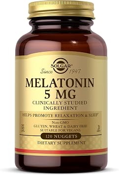 Solgar Melatonin 5 mg, 120 Nuggets - Helps Promote Relaxation & Rest - Clinically Studied Melatonin - Vegan, Gluten Free, Dairy Free, Kosher - 120 Servings
