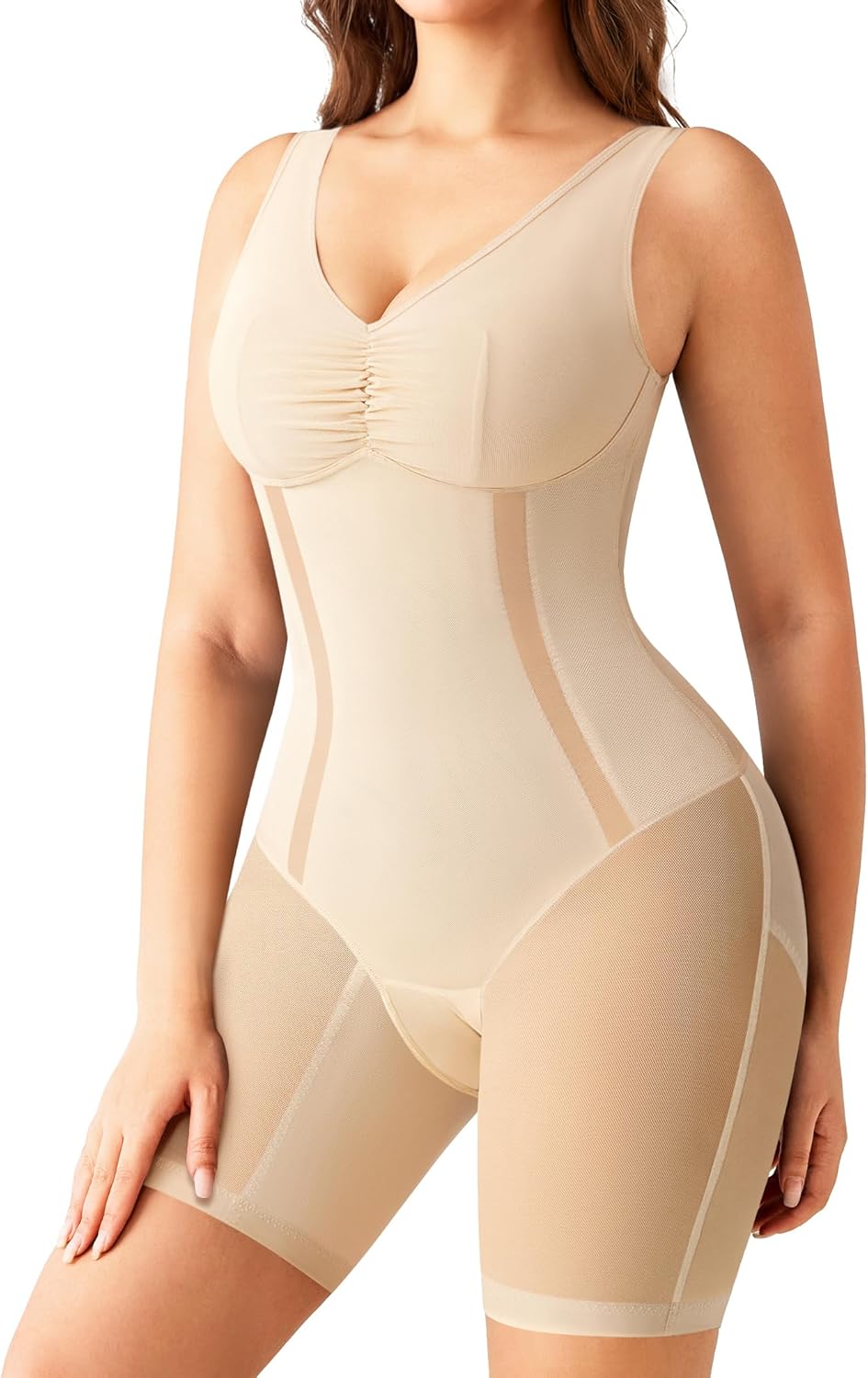 Nebility Women's Shapewear Bodysuit - V Neck Full Body Shapewear Faja Body Shaper Tummy Control Body Suit Butt Lifter
