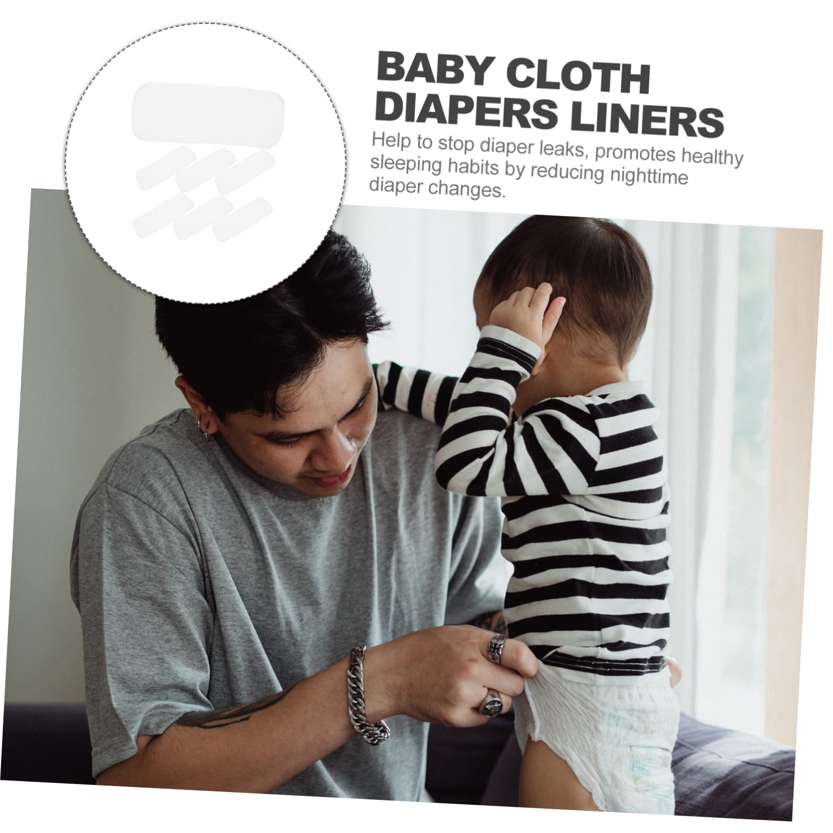 8 pcs Soft Reusable Cloth Diaper Liners Skin Friendly Absorbent Inserts for Newborns Washable Comfortable Leak Resistant Diaper Liners for Reducing Use