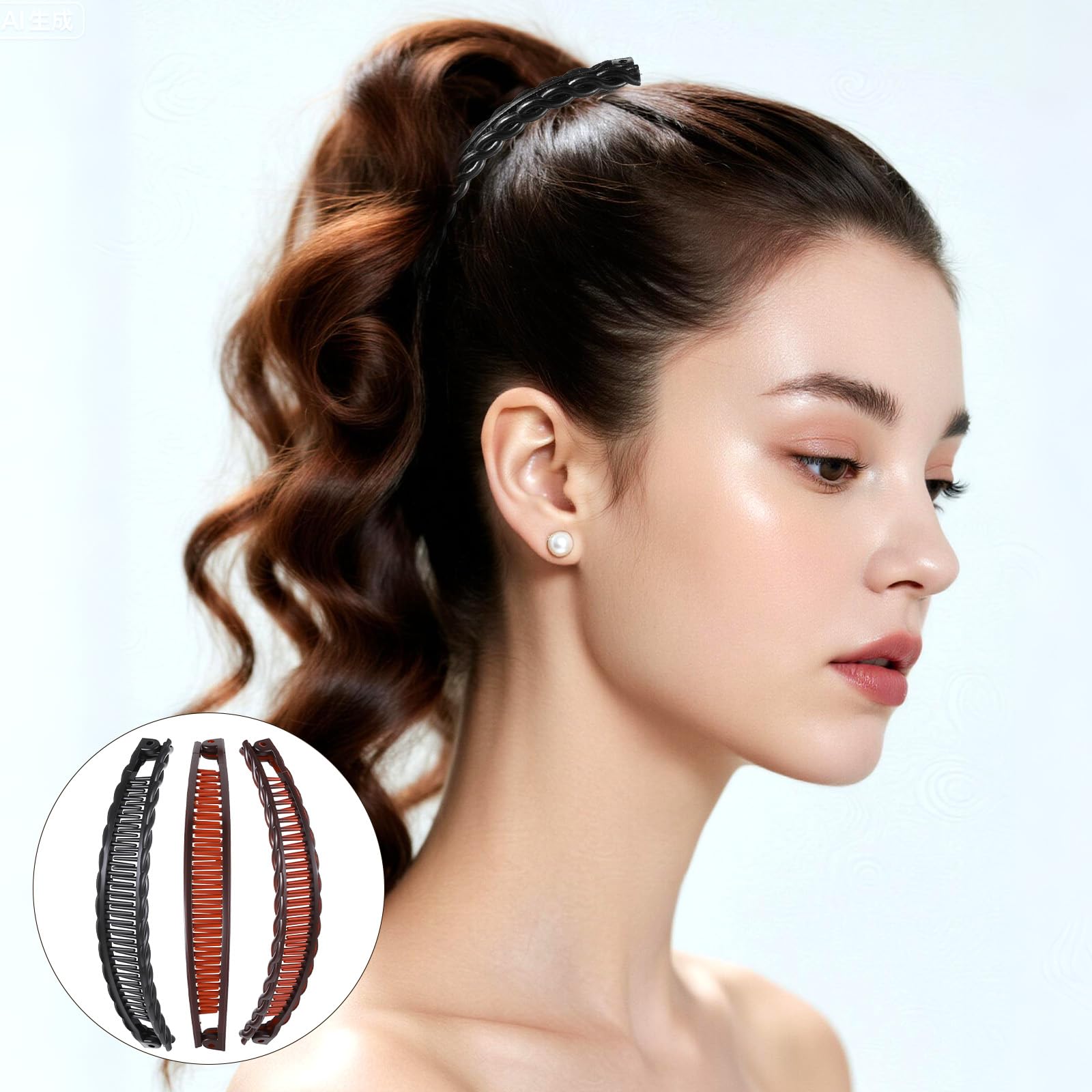 3 fermagli per capelli a banana da donna a banana francese, antiscivolo, doppia presa, opachi, accessori per capelli per acconciature lunghe, corte, spesse, sottili e ricci