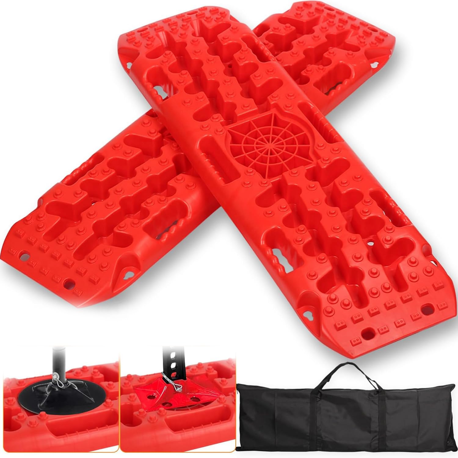 NEWFUN Tablas de Tracción Todoterreno,2 Unidades de Placas de Arena Todoterreno,10 T, Apto para Vehículos Todoterreno, Autocaravanas, Turismos, Camiones, Coches Negros, (107 x 31 x 7 cm)