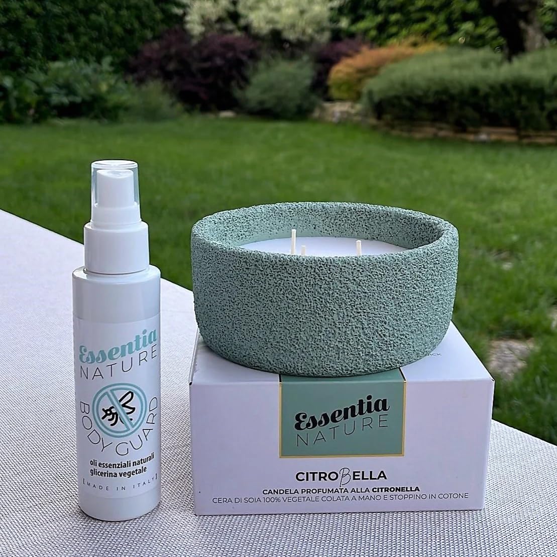 ESSENTIA CitroBella, Candela profumata alla Citronella, Cera di Soia Vegetale, Vaso Ceramica, Olio Essenziale Bio di Citronella di Java, Stoppino Cotone, Antizanzare, Durata 60 h (Antracite, 265 g)