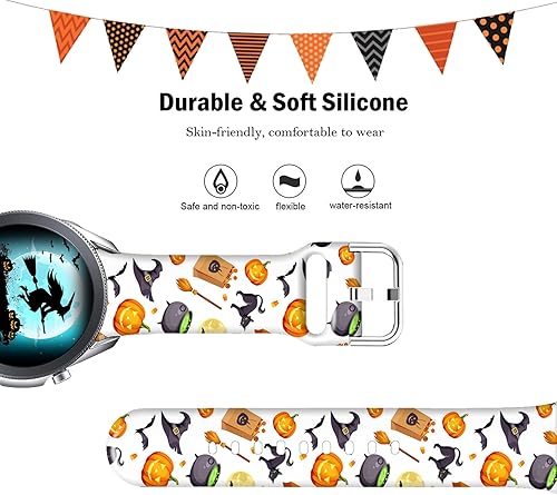 Miniatura 3 de DOO UC Correa de silicona floral de Navidad de 0.787 pulgadas compatible con Samsung Watch Active 2 de 1.575 pulgadas, 1.654 pulgadas, correa de