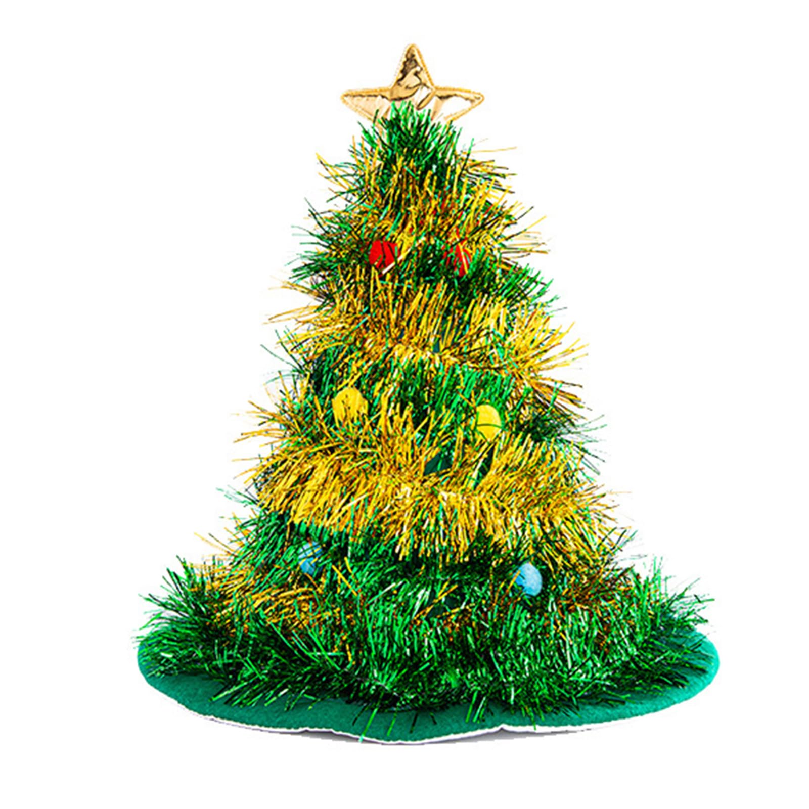 Elnwnnkc Cosplay Santa Hat Holiday Christmas Hat for Adult Unisex Tinsels Christmas Tree Santa for New Year Adult Teens Tree Tinsels for Adults Toppers