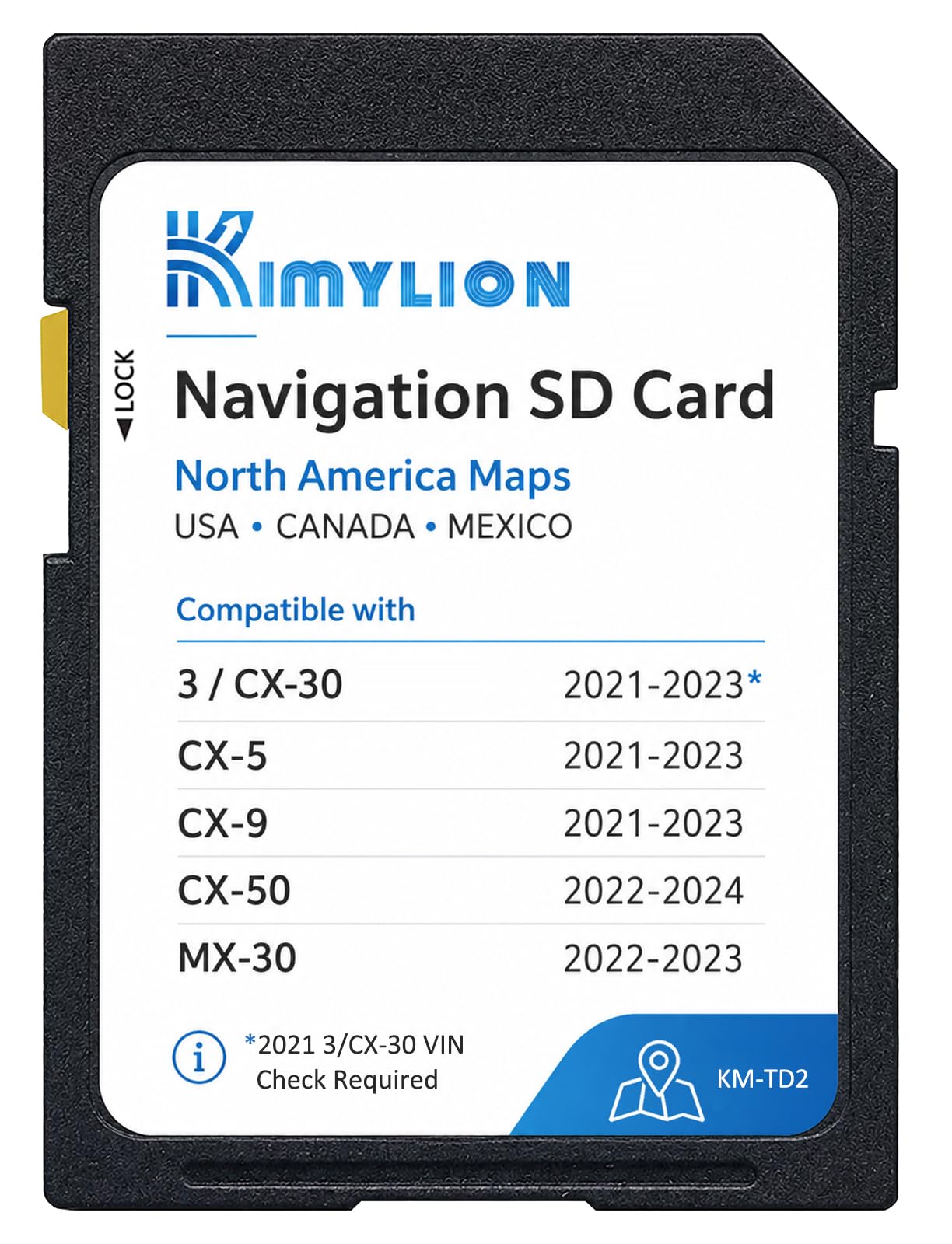 Navigation SD Card TD2K66EZ1B for 2021-2023 Mazda 3 CX-30 CX-5 CX-9, 2022-2024 CX-50, 2022-2023 MX-30, Offline GPS Maps USA/CAN/MEX, Plug & Play, HUD & Speed Limit Display Support
