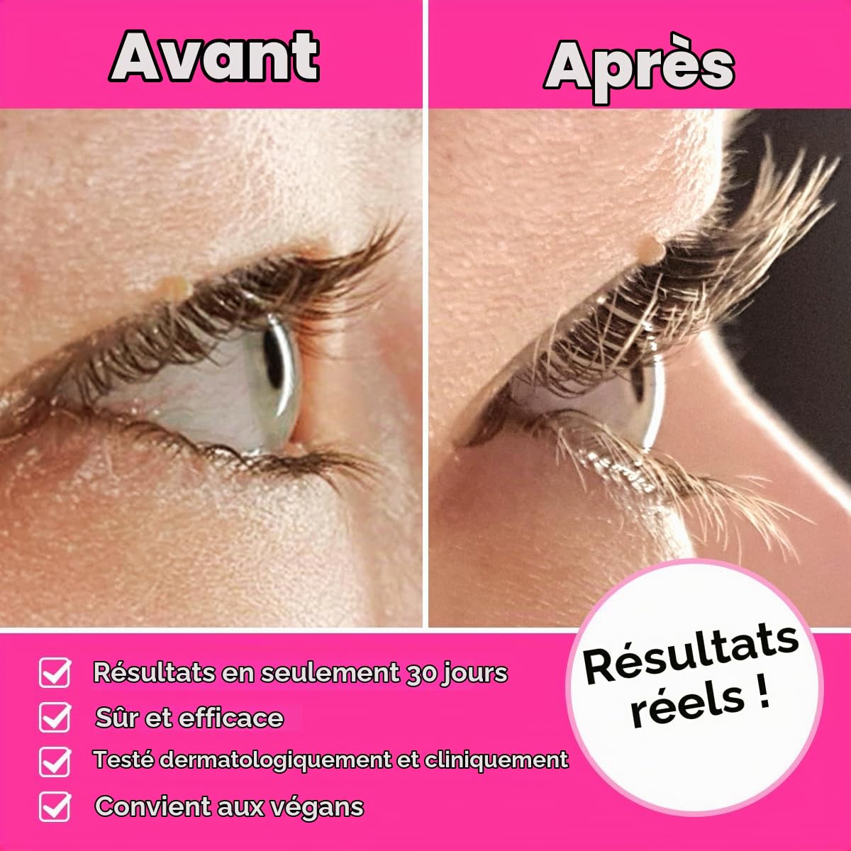 Ame Pure Luxe LASH Sérum pour cils - Sérum pour la croissance et la densité - Booster de croissance des cils pour des cils longs impressionnants - Dites adieu aux cils fins - 3 ml