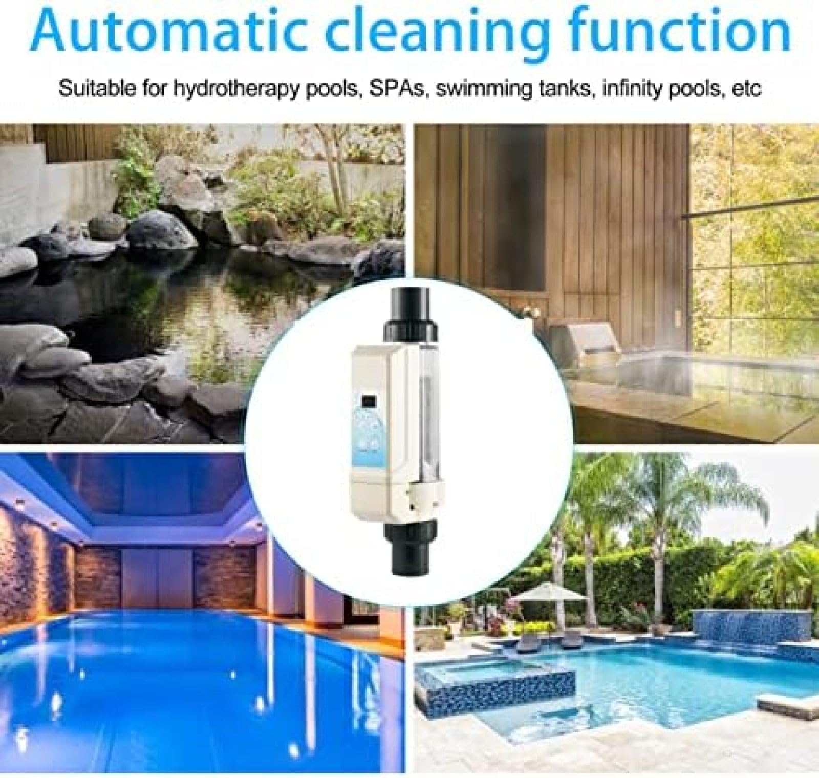 Machine À Chlore Au Sel pour Piscine Spa, 8g/12g/16g/20 G/h, Générateur De Chlore À Eau Salée, Électrolyse, Chlorateur De Sel EC8/EC12/EC16/EC20,8 G/Heure,Bonny369