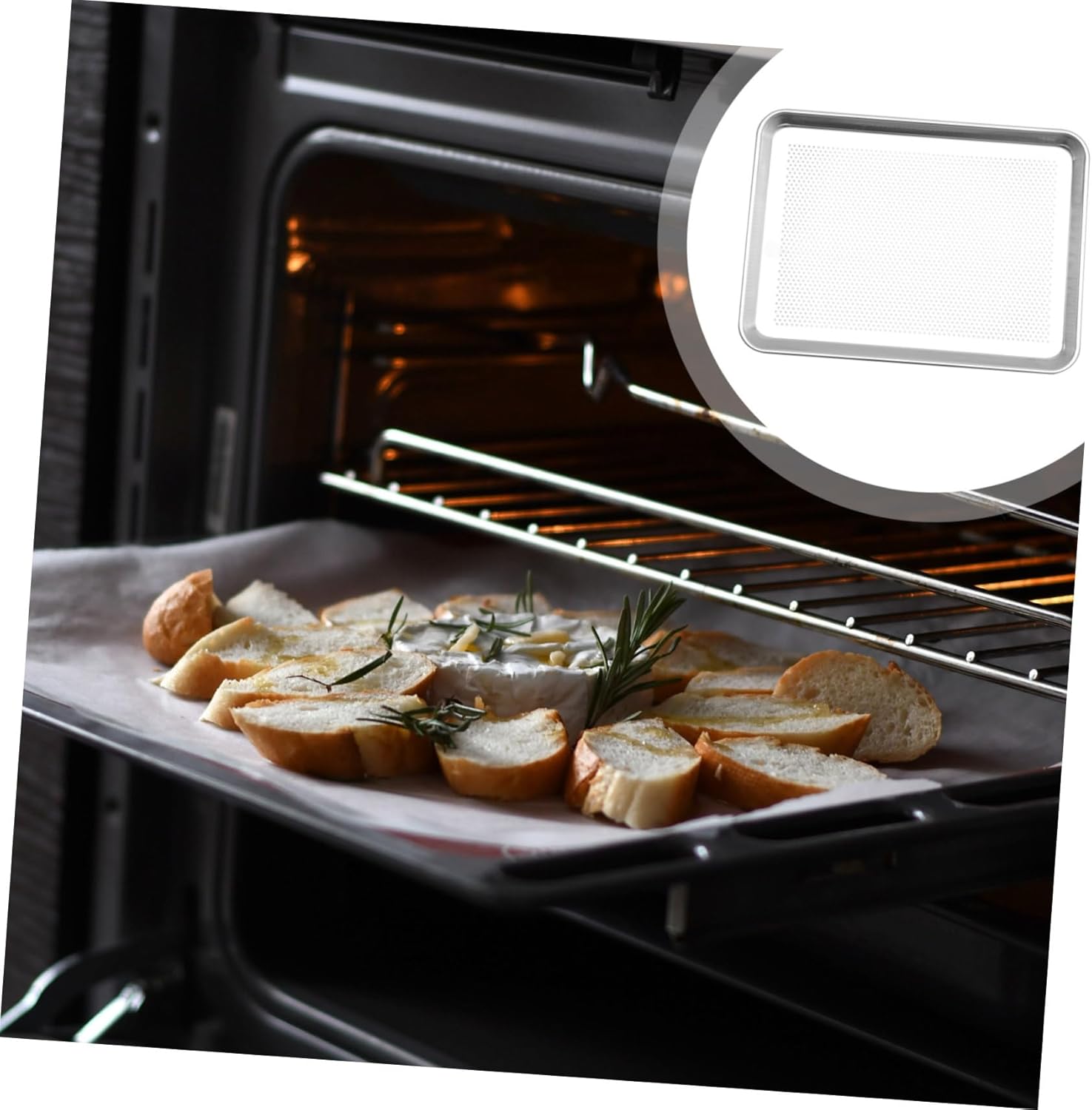 1pc Multifunctional Baking Plate Rectangular Design Non Even Heat Distribution for Baking and Roasting for Cakes and Other Dishes Silver Finish