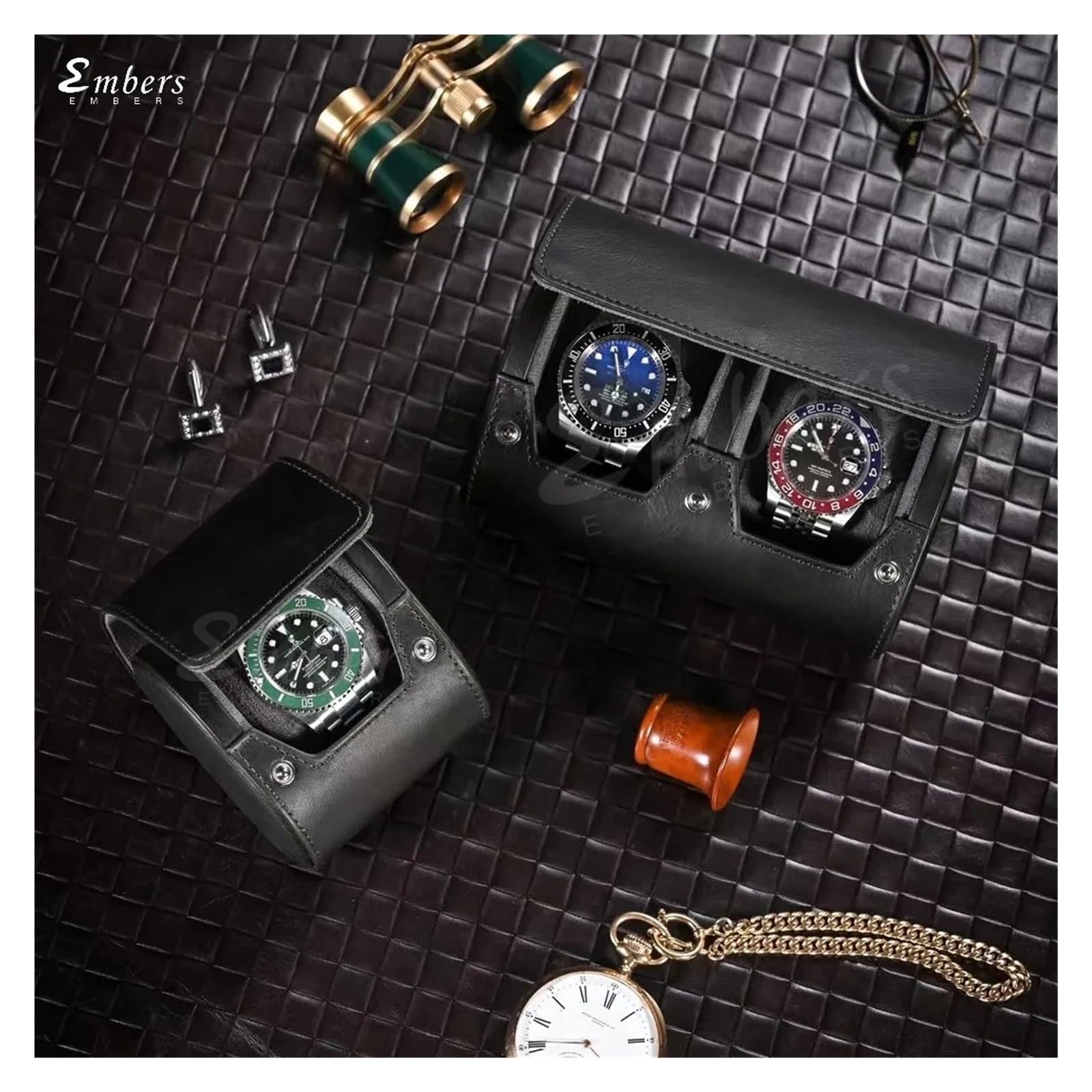 Custodia da viaggio for rotolo di orologio in vera pelle da 1 slot 1/2/3