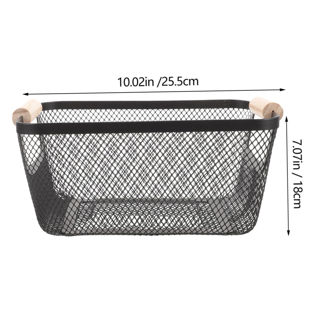 TOYANDONA 2 Stück Metallkörbe mit Holzgriffen Rechteckige Aufbewahrungskörbe aus Eisen Robust und Multifunktional für Küche und Schlafzimmer