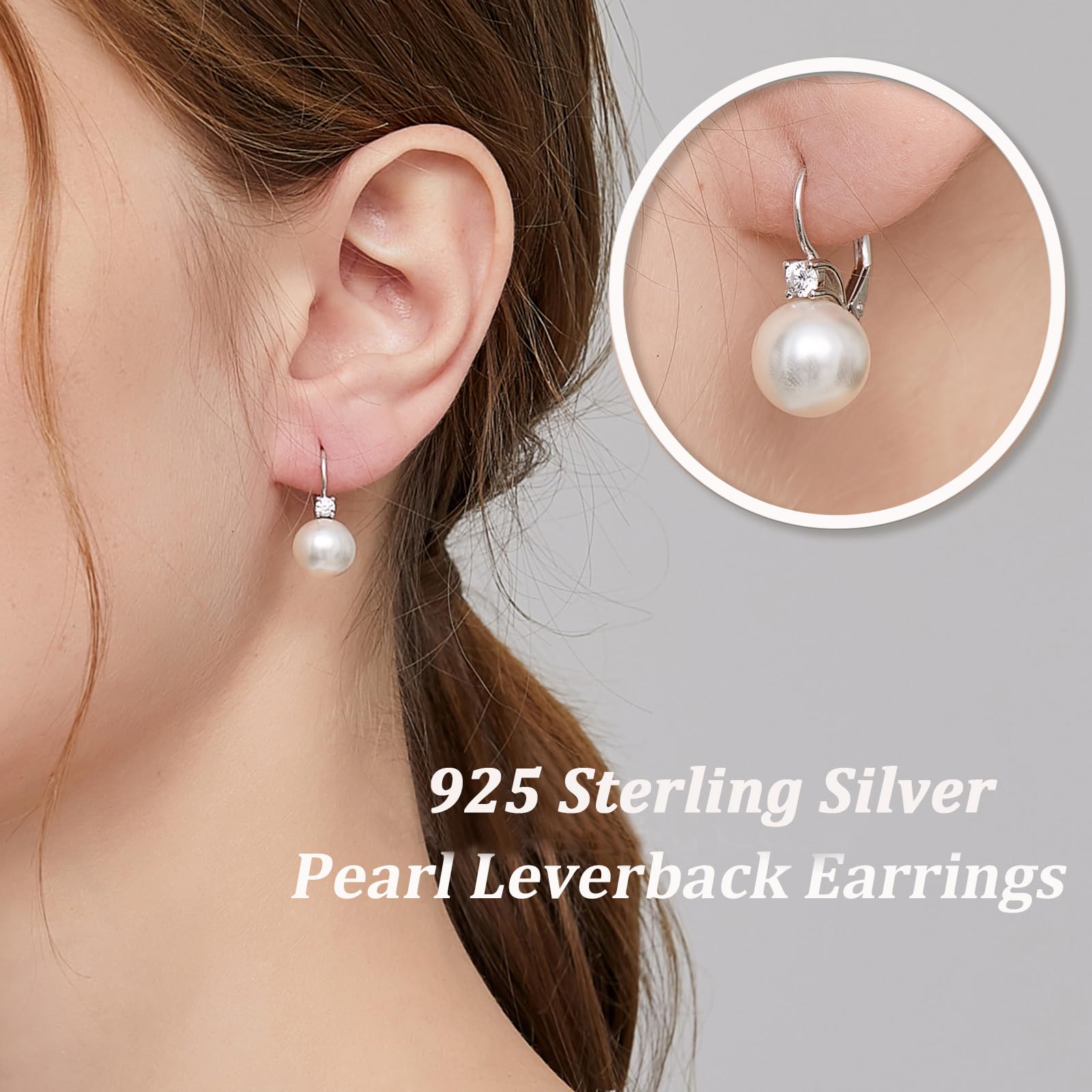 Orecchini Perle Argento Sterling 925 Orecchini Perle per Donna Perla Gioielli Regali Perla 8-10 mm