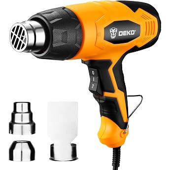 DEKOPRO Heat Gun, Hot Gun, Heat Cancer, Super Strong, 1700 W, 2 Levels of Temperature Control, 122.0 - 1402 F 50 - 600 C, 3 Types of Nozzles, Heat Tools, Small, Multi-Purpose Hot Gun, Heat Treatment, DIY Heat Cancer