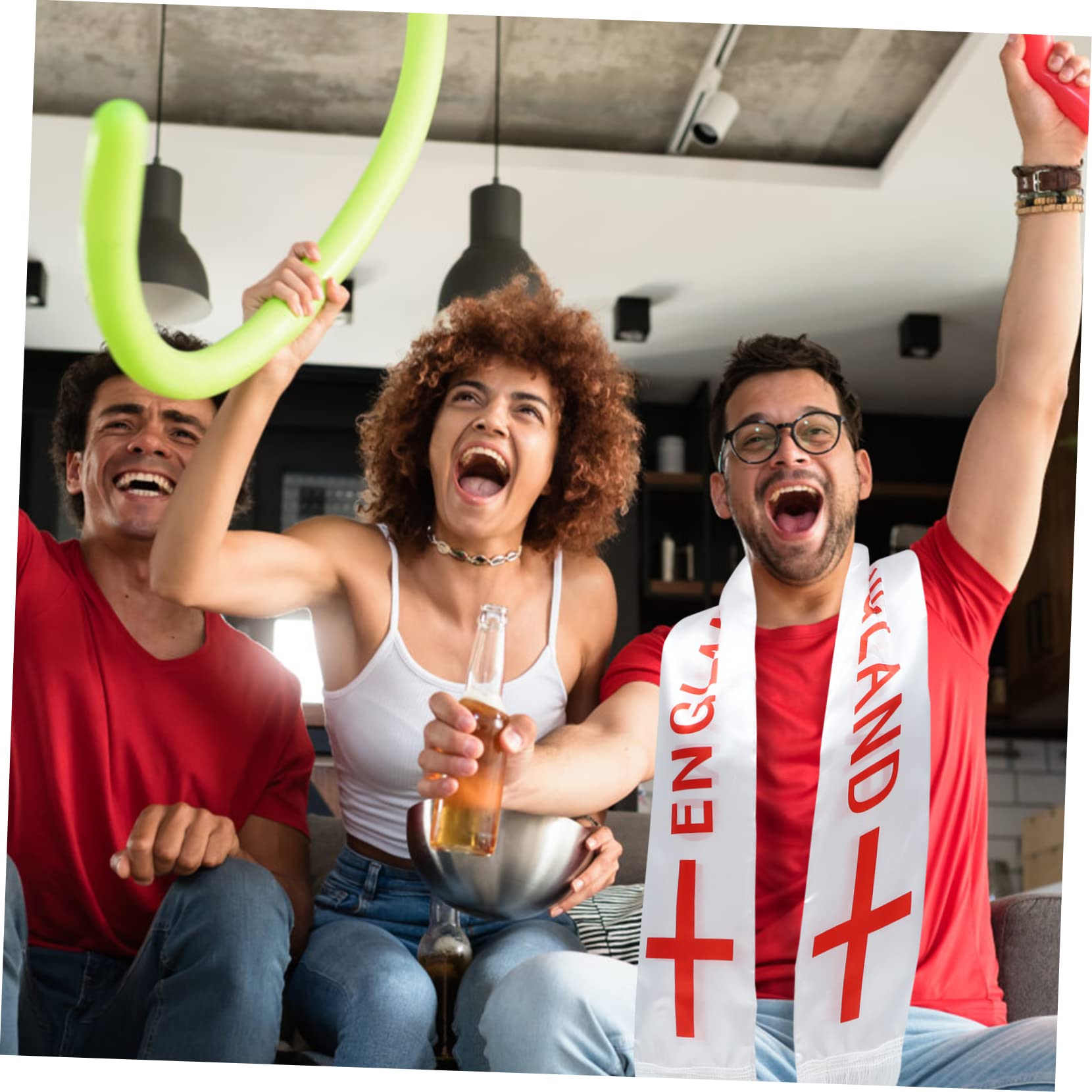 INOOMP 5 Set Di Comode Sciarpe Lavorate A Maglia Da Calcio Inglese Per Sportivi Per Partite Di Calcio E Feste 2 Pezzi * 5