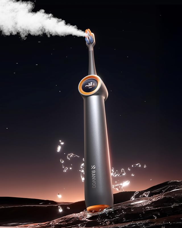 RANVOO AirJet Max Jet Clean Vibrating Flossing 2-in-1 Bubble Sonic Electric Toothbrush Plaque Removal White for Adult Protect