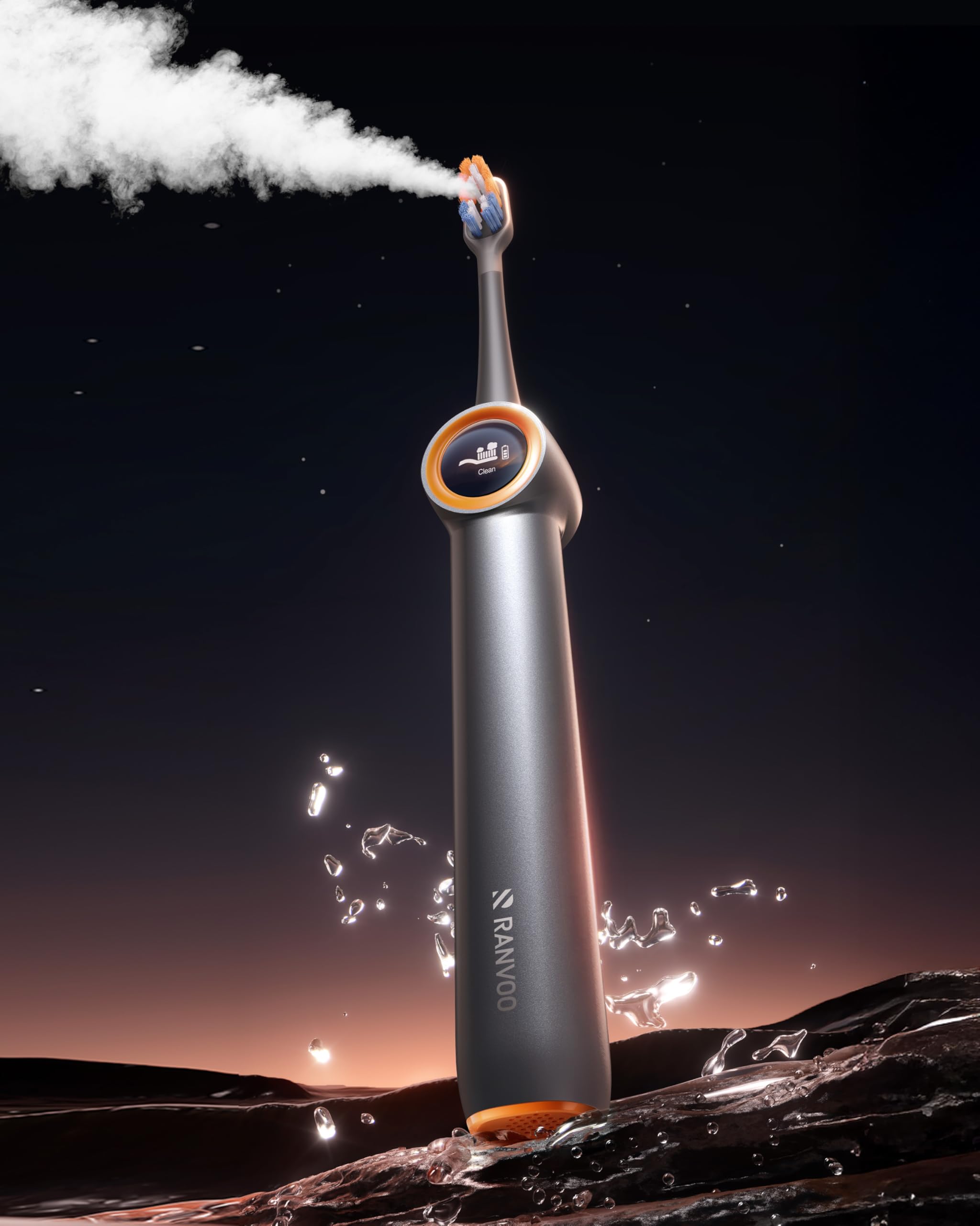 RANVOO AirJet Max Jet Clean Vibrating Flossing 2-in-1 Bubble Sonic Electric Toothbrush Plaque Removal White for Adult Protect