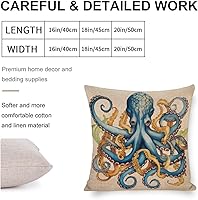 Vista 16 de Funda de cojín de pulpo costero para exteriores, decoración moderna de 18 x 18 pulgadas, decoración náutica costera de playa, casa, vida marina