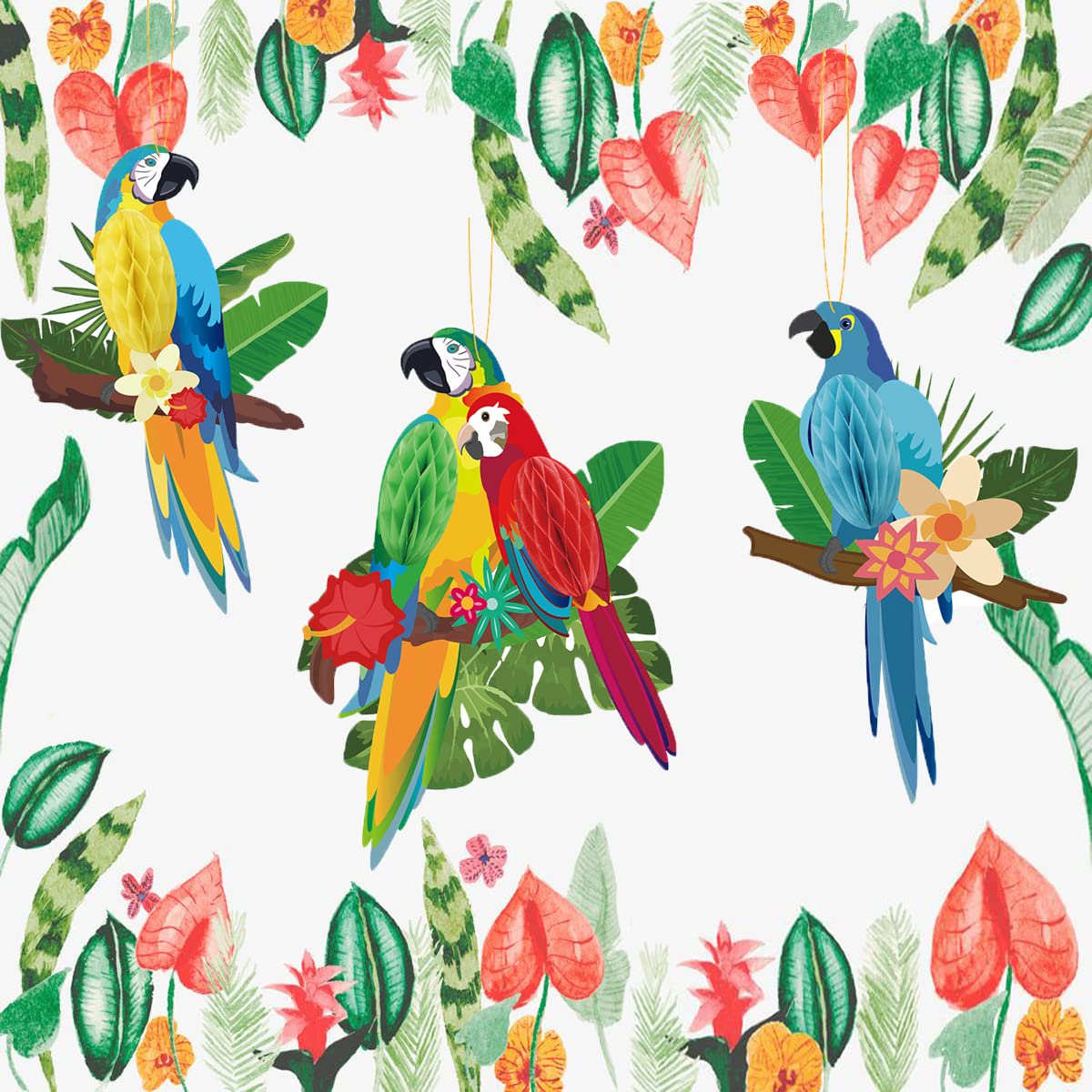 6 pezzi pappagallo tropicale da appendere, pappagallo nido d'ape, decorazione hawaiana, feste estive luau, feste tropicali