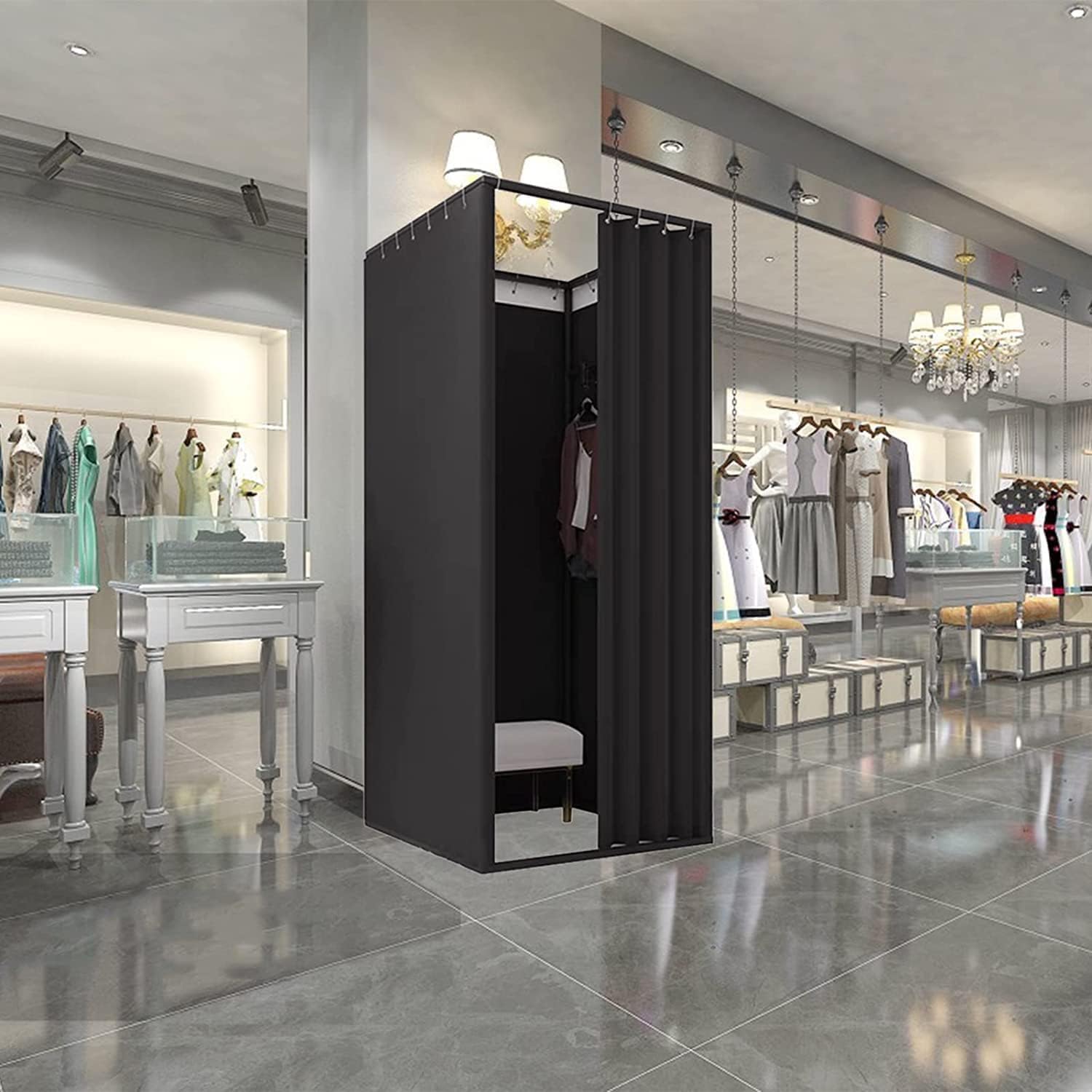 Dressing Room Square Changing Room Metal Frame Dressing Room Easy to Assemble Locker Room for Magazine Photography Foldable Changing Room Save Space