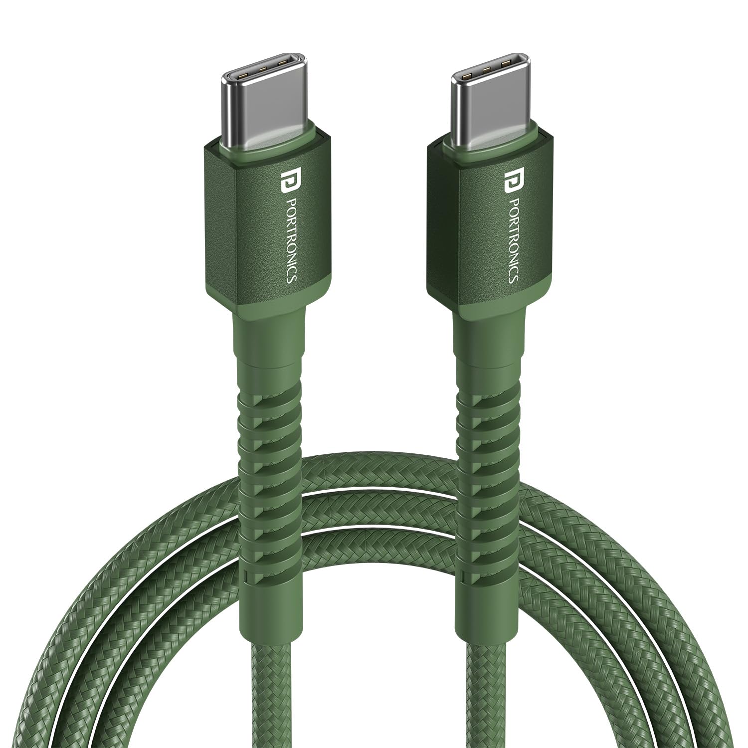 Portronics Konnect X 240W Futuristic Unbreakable Nylon Braided Type C to Type C Fast Charging PD Cable 1M Long, Supports Laptop and All Type C Smartph...