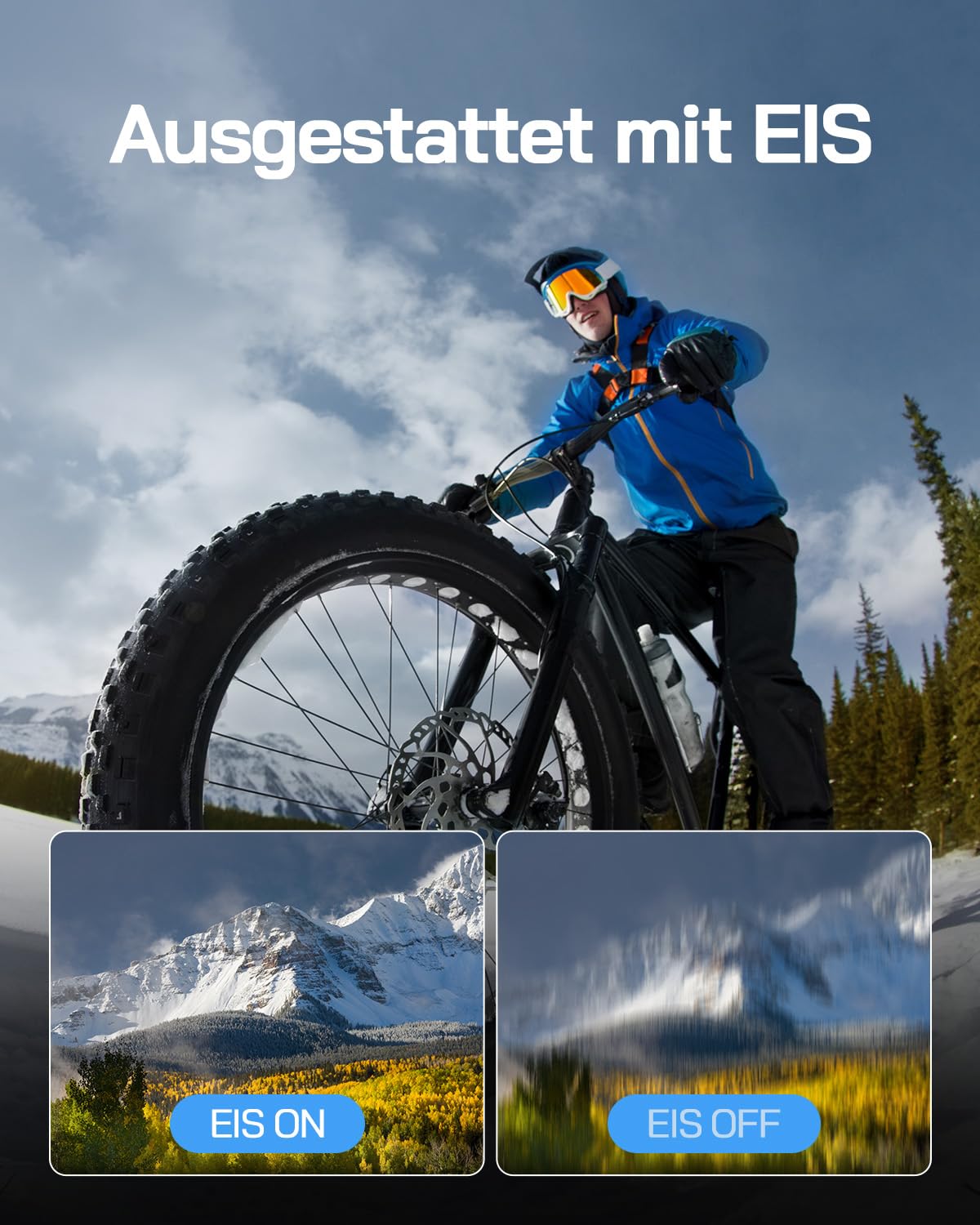 WOLFANG GA120 Action Cam 4K 20MP WiFi, Unterwasserkamera 40M Wasserdicht Kamera, 170° Weitwinkel Dual Screen Vlogging Kamera mit EIS Bildstabilisierung, Helmhalterung Zubehör Kits
