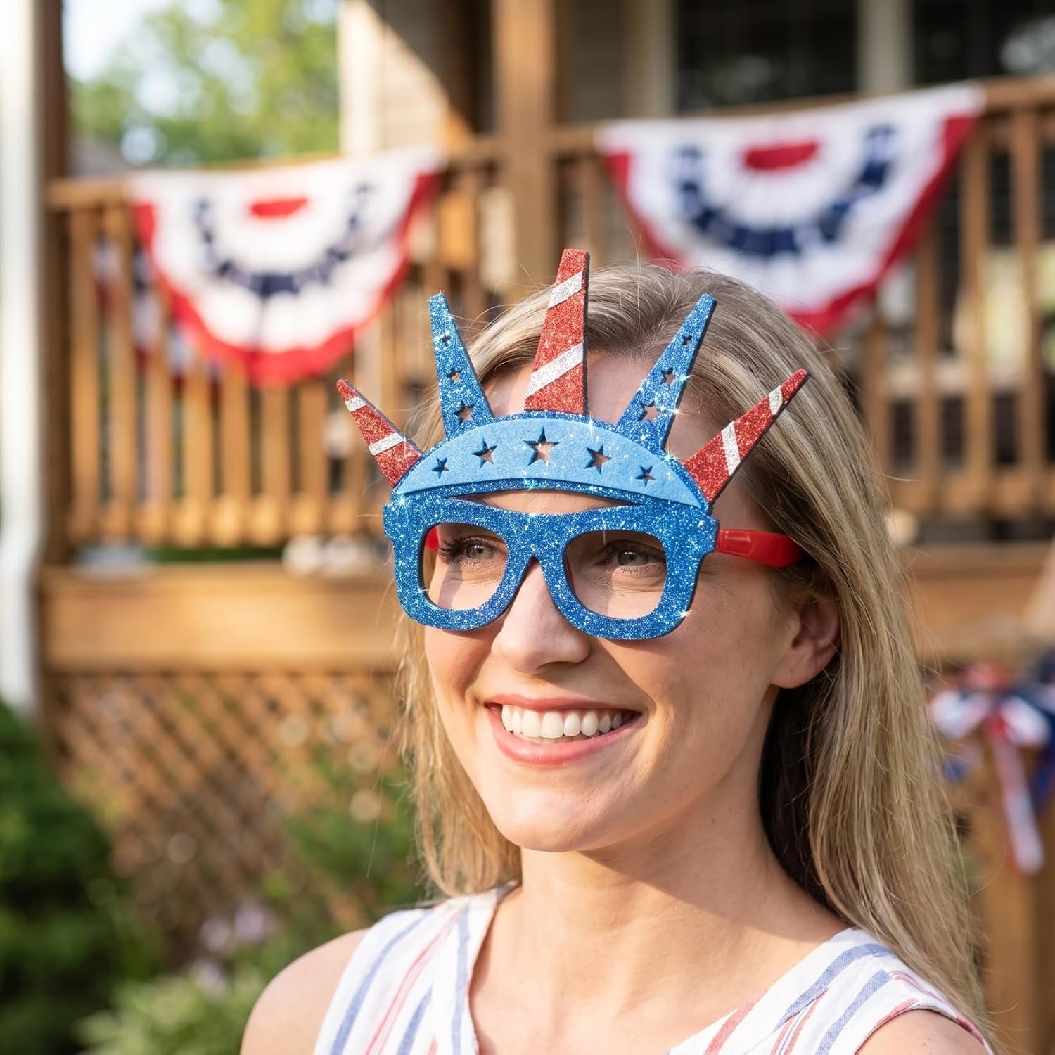 SHINEOFI 4Pcs Independence Day Star Glasses Patriotic Photo Booth Props image 3