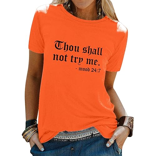 Nlife Womens Thou Shall Not Try Me Graphic Tees Vintage T-Shirt Tops
